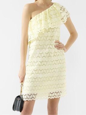 GORGEOUS Yellow Escada Eyelet dress, 36, new without tags